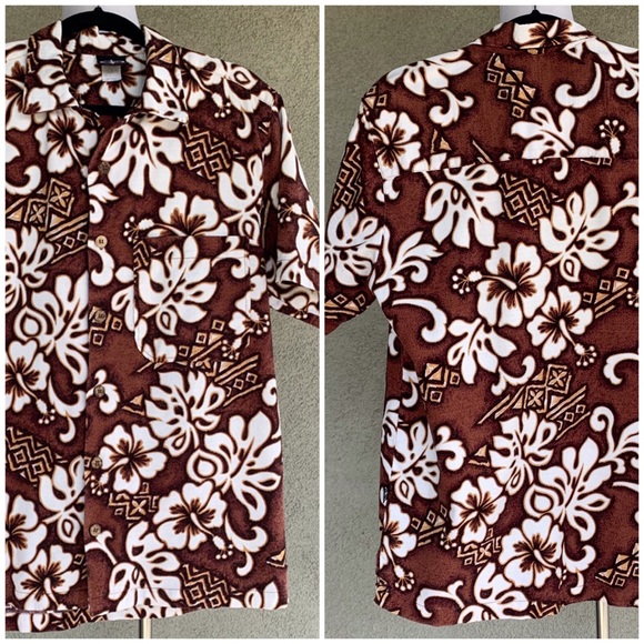 🌴 Hawaiian Barkcloth Shirt Tapa Tiki Floral 🌴 - Picture 2 of 12
